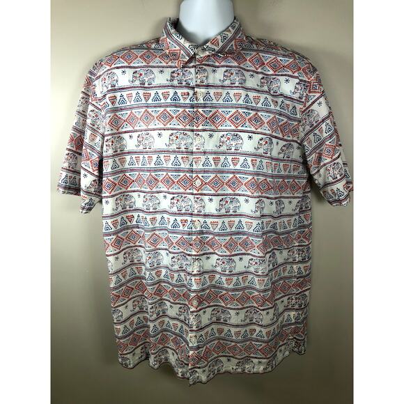 Roberta Roller Rabbit Men's Button Down Shirt Short Sleeve White Cotton - Picture 1 of 14